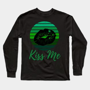 Kiss Me St Patricks Retro Sunset Long Sleeve T-Shirt